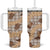 Khaki Palaka Hawaii Cowboy Tumbler With Handle Puakenikeni Lei Paniolo Papale Seamless Vibes - Polynesian Pride