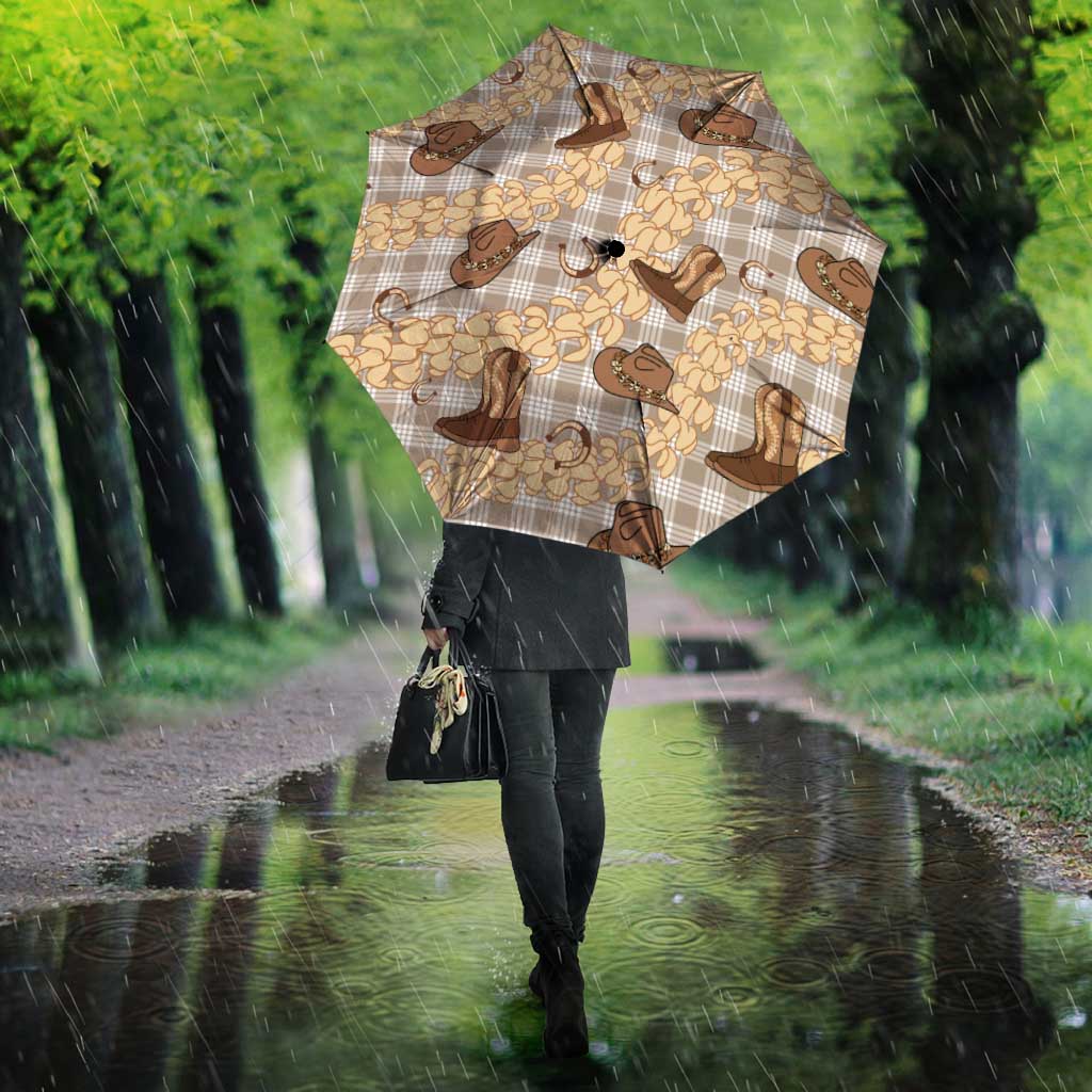 Khaki Palaka Hawaii Cowboy Umbrella Puakenikeni Lei Paniolo Papale Seamless Vibes - Polynesian Pride