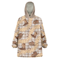 Khaki Palaka Hawaii Cowboy Wearable Blanket Hoodie Puakenikeni Lei Paniolo Papale Seamless Vibes - Polynesian Pride