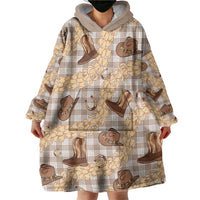 Khaki Palaka Hawaii Cowboy Wearable Blanket Hoodie Puakenikeni Lei Paniolo Papale Seamless Vibes - Polynesian Pride