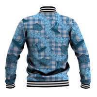 Cyan Palaka Hawaii Cowboy Baseball Jacket Puakenikeni Lei Paniolo Papale Seamless Vibes - Polynesian Pride