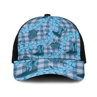Cyan Palaka Hawaii Cowboy Baseball Net Cap Puakenikeni Lei Paniolo Papale Seamless Vibes - Polynesian Pride