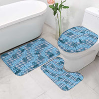 Cyan Palaka Hawaii Cowboy Bathroom Set Puakenikeni Lei Paniolo Papale Seamless Vibes - Polynesian Pride