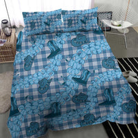 Cyan Palaka Hawaii Cowboy Bedding Set Puakenikeni Lei Paniolo Papale Seamless Vibes - Polynesian Pride