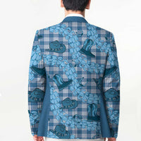 Cyan Palaka Hawaii Cowboy Blazer Puakenikeni Lei Paniolo Papale Seamless Vibes - Polynesian Pride
