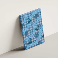 Cyan Palaka Hawaii Cowboy Canvas Wall Art Puakenikeni Lei Paniolo Papale Seamless Vibes - Polynesian Pride