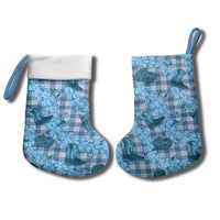 Cyan Palaka Hawaii Cowboy Christmas Stocking Puakenikeni Lei Paniolo Papale Seamless Vibes - Polynesian Pride