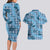 Cyan Palaka Hawaii Cowboy Couples Matching Long Sleeve Bodycon Dress and Hawaiian Shirt Puakenikeni Lei Paniolo Papale Seamless Vibes - Polynesian Pride