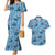 Cyan Palaka Hawaii Cowboy Couples Matching Mermaid Dress and Hawaiian Shirt Puakenikeni Lei Paniolo Papale Seamless Vibes - Polynesian Pride