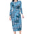 Cyan Palaka Hawaii Cowboy Family Matching Long Sleeve Bodycon Dress and Hawaiian Shirt Puakenikeni Lei Paniolo Papale Seamless Vibes - Polynesian Pride