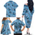 Cyan Palaka Hawaii Cowboy Family Matching Off The Shoulder Long Sleeve Dress and Hawaiian Shirt Puakenikeni Lei Paniolo Papale Seamless Vibes - Polynesian Pride