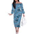 Cyan Palaka Hawaii Cowboy Family Matching Off The Shoulder Long Sleeve Dress and Hawaiian Shirt Puakenikeni Lei Paniolo Papale Seamless Vibes - Polynesian Pride