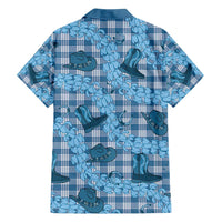 Cyan Palaka Hawaii Cowboy Family Matching Puletasi and Hawaiian Shirt Puakenikeni Lei Paniolo Papale Seamless Vibes - Polynesian Pride
