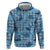 Cyan Palaka Hawaii Cowboy Hoodie Puakenikeni Lei Paniolo Papale Seamless Vibes - Polynesian Pride
