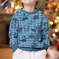 Cyan Palaka Hawaii Cowboy Kid Ugly Christmas Sweater Puakenikeni Lei Paniolo Papale Seamless Vibes - Polynesian Pride