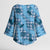 Cyan Palaka Hawaii Cowboy Kimono Sleeve Blouse Puakenikeni Lei Paniolo Papale Seamless Vibes - Polynesian Pride