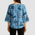 Cyan Palaka Hawaii Cowboy Kimono Sleeve Blouse Puakenikeni Lei Paniolo Papale Seamless Vibes - Polynesian Pride