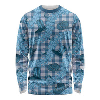 Cyan Palaka Hawaii Cowboy Long Sleeve Shirt Puakenikeni Lei Paniolo Papale Seamless Vibes - Polynesian Pride
