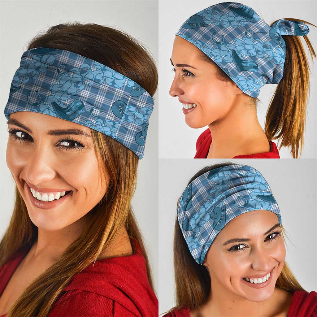 Cyan Palaka Hawaii Cowboy Neck Gaiter Puakenikeni Lei Paniolo Papale Seamless Vibes - Polynesian Pride