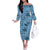Cyan Palaka Hawaii Cowboy Off The Shoulder Long Sleeve Dress Puakenikeni Lei Paniolo Papale Seamless Vibes - Polynesian Pride