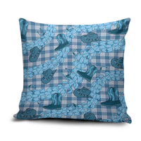 Cyan Palaka Hawaii Cowboy Pillow Cover Puakenikeni Lei Paniolo Papale Seamless Vibes - Polynesian Pride