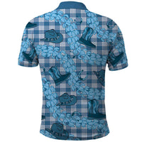 Cyan Palaka Hawaii Cowboy Polo Shirt Puakenikeni Lei Paniolo Papale Seamless Vibes - Polynesian Pride