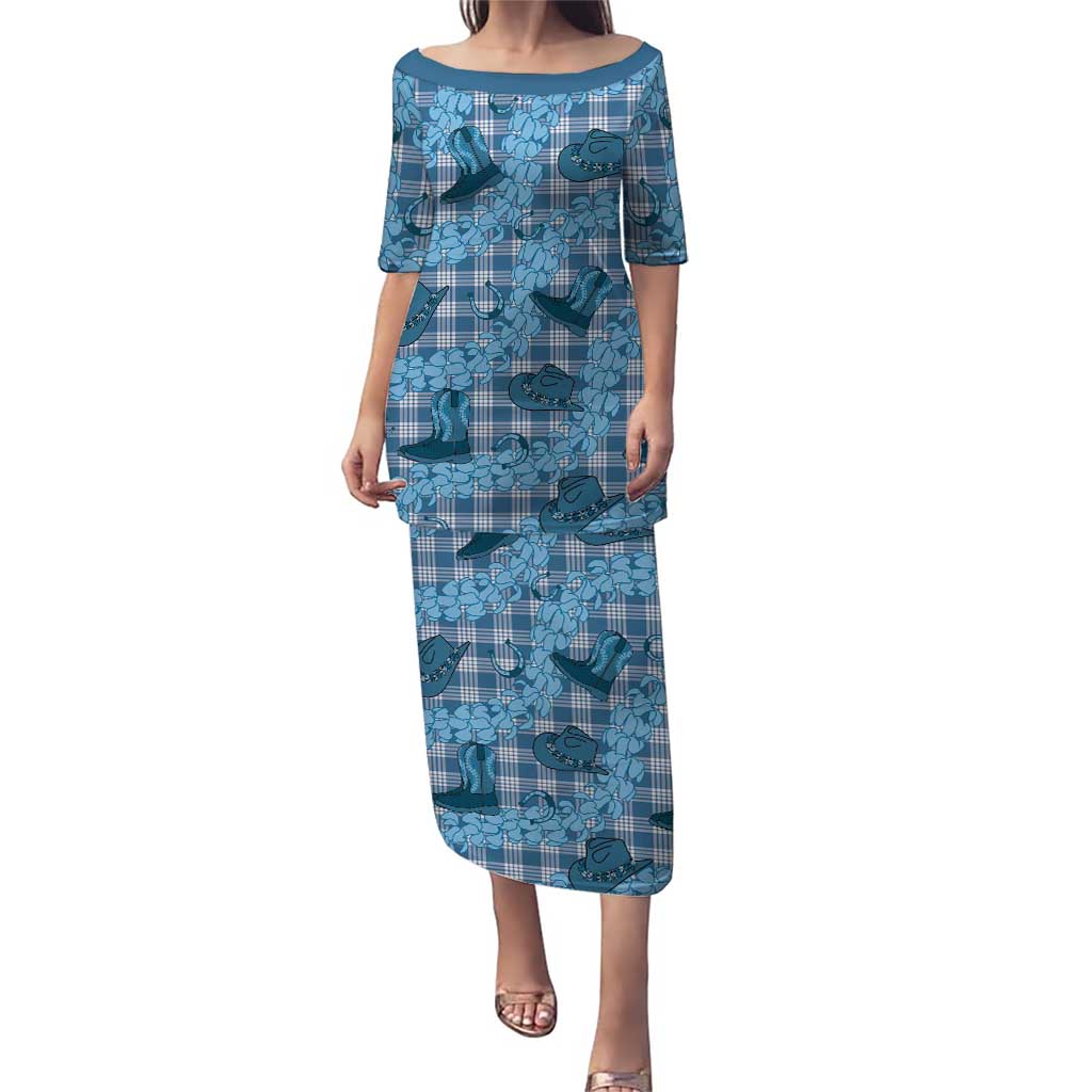 Cyan Palaka Hawaii Cowboy Puletasi Puakenikeni Lei Paniolo Papale Seamless Vibes - Polynesian Pride