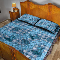Cyan Palaka Hawaii Cowboy Quilt Bed Set Puakenikeni Lei Paniolo Papale Seamless Vibes - Polynesian Pride