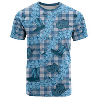 Cyan Palaka Hawaii Cowboy T Shirt Puakenikeni Lei Paniolo Papale Seamless Vibes - Polynesian Pride