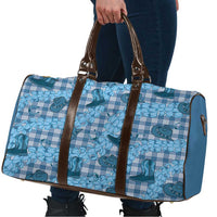 Cyan Palaka Hawaii Cowboy Travel Bag Puakenikeni Lei Paniolo Papale Seamless Vibes - Polynesian Pride