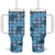 Cyan Palaka Hawaii Cowboy Tumbler With Handle Puakenikeni Lei Paniolo Papale Seamless Vibes - Polynesian Pride