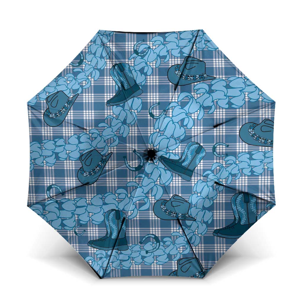 Cyan Palaka Hawaii Cowboy Umbrella Puakenikeni Lei Paniolo Papale Seamless Vibes - Polynesian Pride