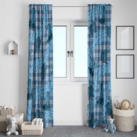 Cyan Palaka Hawaii Cowboy Window Curtain Puakenikeni Lei Paniolo Papale Seamless Vibes - Polynesian Pride