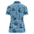 Cyan Palaka Hawaii Cowboy Women Polo Shirt Puakenikeni Lei Paniolo Papale Seamless Vibes - Polynesian Pride