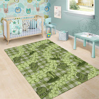 Lime Palaka Hawaii Cowboy Area Rug Puakenikeni Lei Paniolo Papale Seamless Vibes - Polynesian Pride