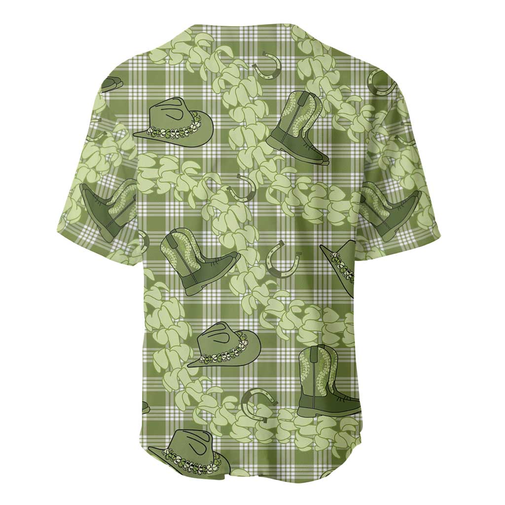 Lime Palaka Hawaii Cowboy Baseball Jersey Puakenikeni Lei Paniolo Papale Seamless Vibes - Polynesian Pride
