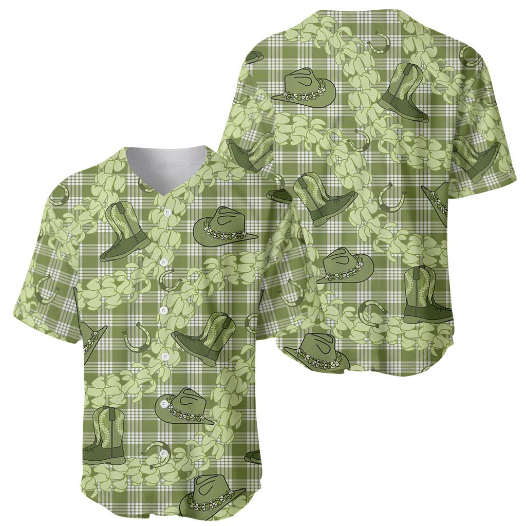 Lime Palaka Hawaii Cowboy Baseball Jersey Puakenikeni Lei Paniolo Papale Seamless Vibes - Polynesian Pride