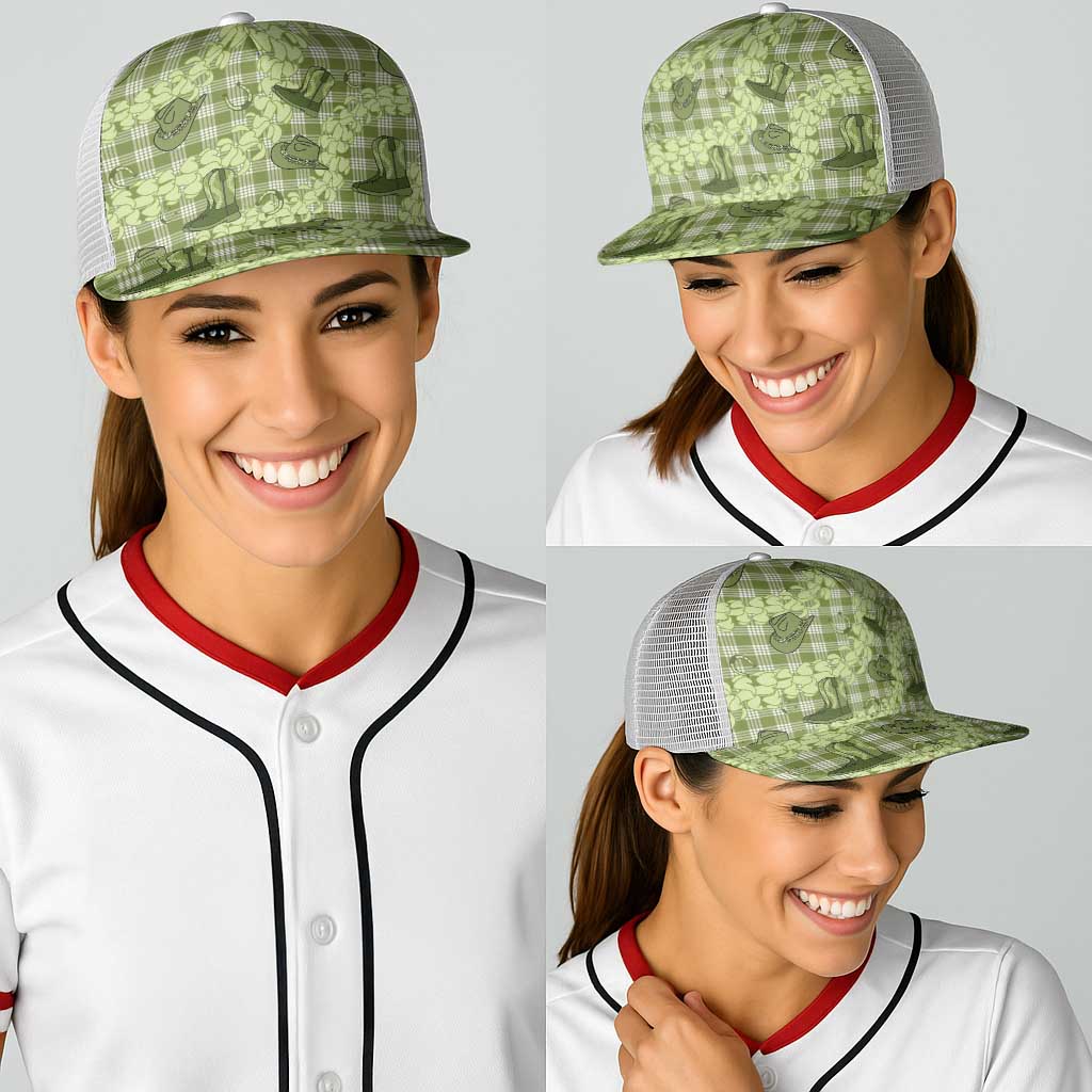 Lime Palaka Hawaii Cowboy Baseball Net Cap Puakenikeni Lei Paniolo Papale Seamless Vibes - Polynesian Pride