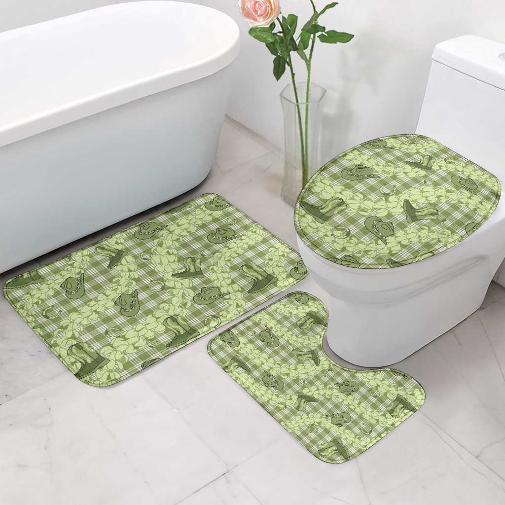 Lime Palaka Hawaii Cowboy Bathroom Set Puakenikeni Lei Paniolo Papale Seamless Vibes - Polynesian Pride