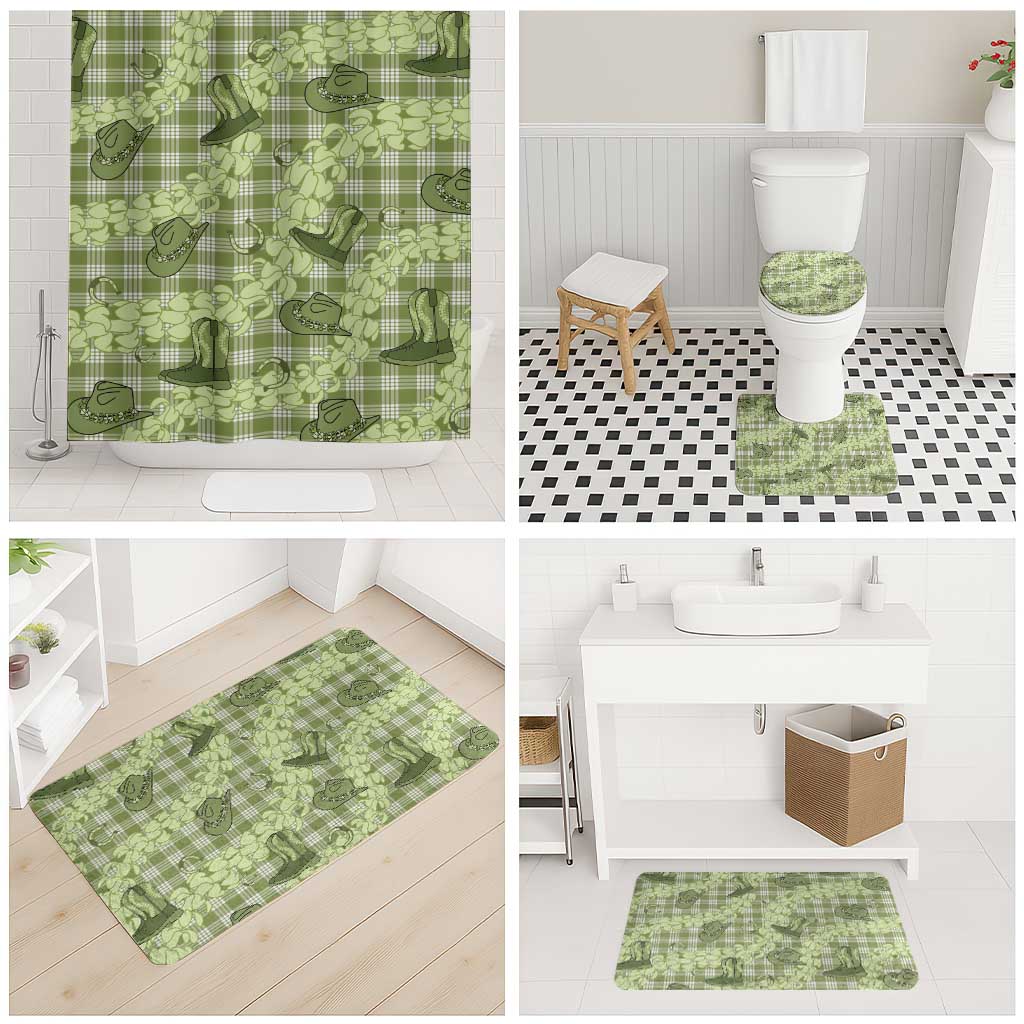 Lime Palaka Hawaii Cowboy Bathroom Set Puakenikeni Lei Paniolo Papale Seamless Vibes - Polynesian Pride