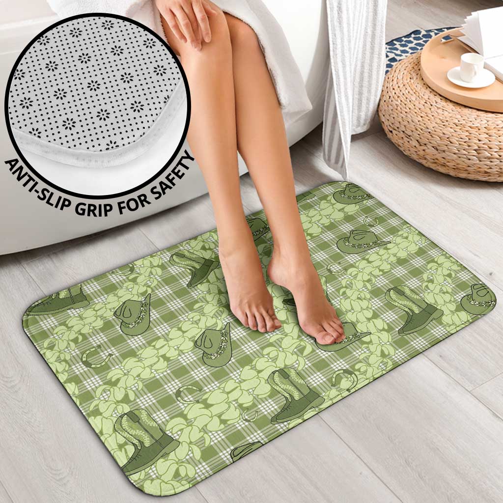 Lime Palaka Hawaii Cowboy Bathroom Set Puakenikeni Lei Paniolo Papale Seamless Vibes - Polynesian Pride