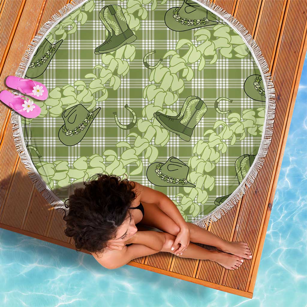 Lime Palaka Hawaii Cowboy Beach Blanket Puakenikeni Lei Paniolo Papale Seamless Vibes - Polynesian Pride