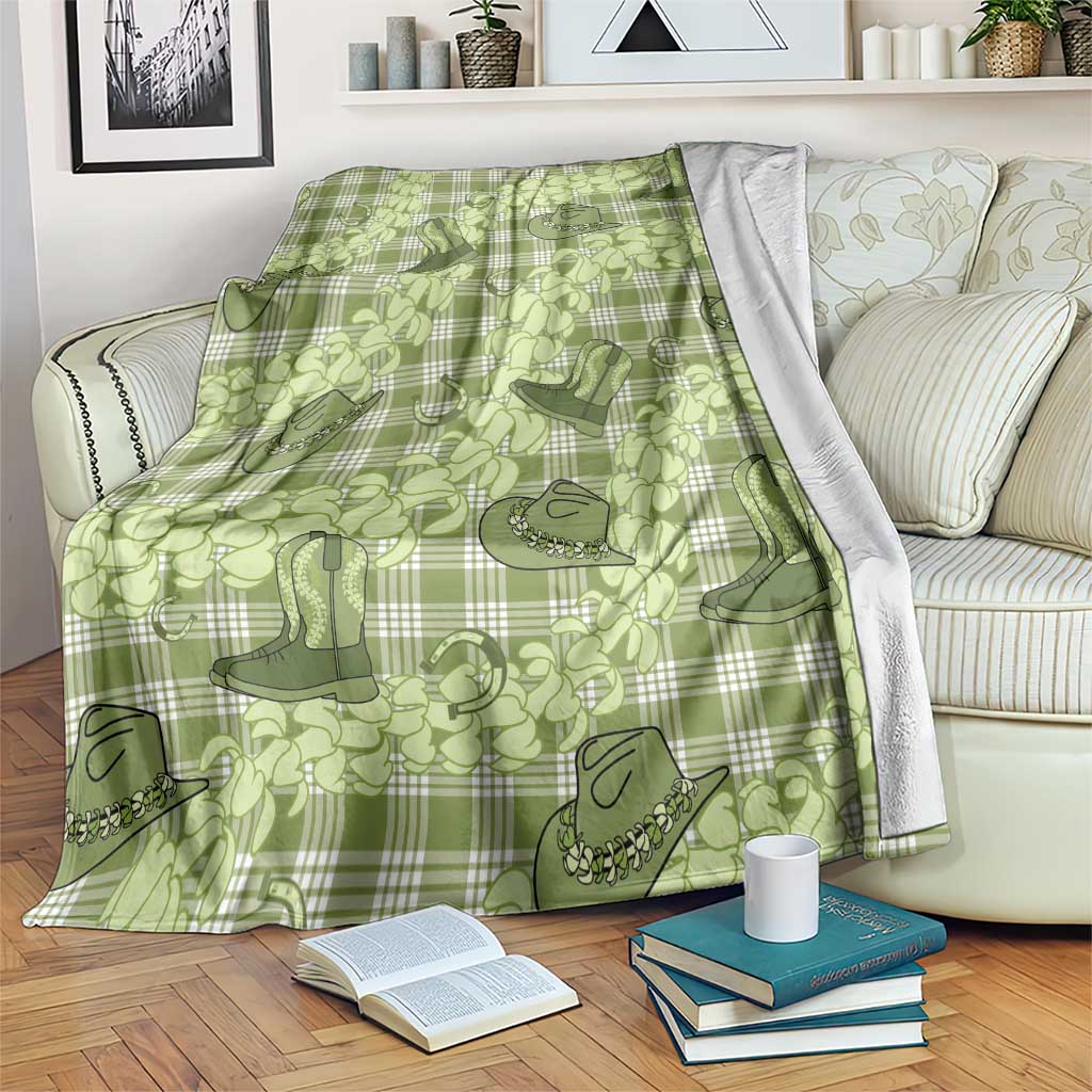 Lime Palaka Hawaii Cowboy Blanket Puakenikeni Lei Paniolo Papale Seamless Vibes - Polynesian Pride