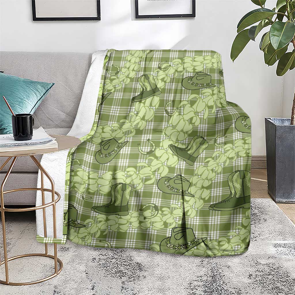 Lime Palaka Hawaii Cowboy Blanket Puakenikeni Lei Paniolo Papale Seamless Vibes - Polynesian Pride