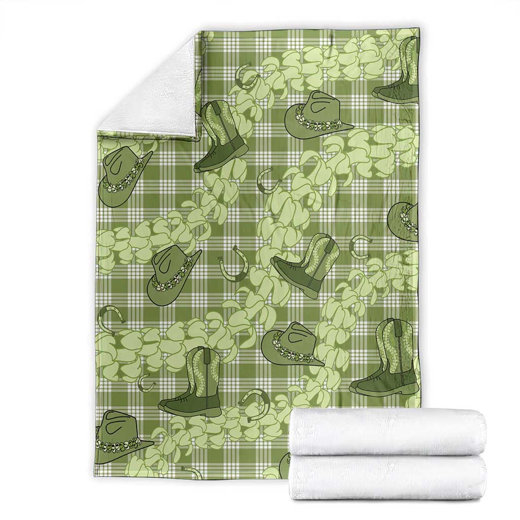 Lime Palaka Hawaii Cowboy Blanket Puakenikeni Lei Paniolo Papale Seamless Vibes - Polynesian Pride