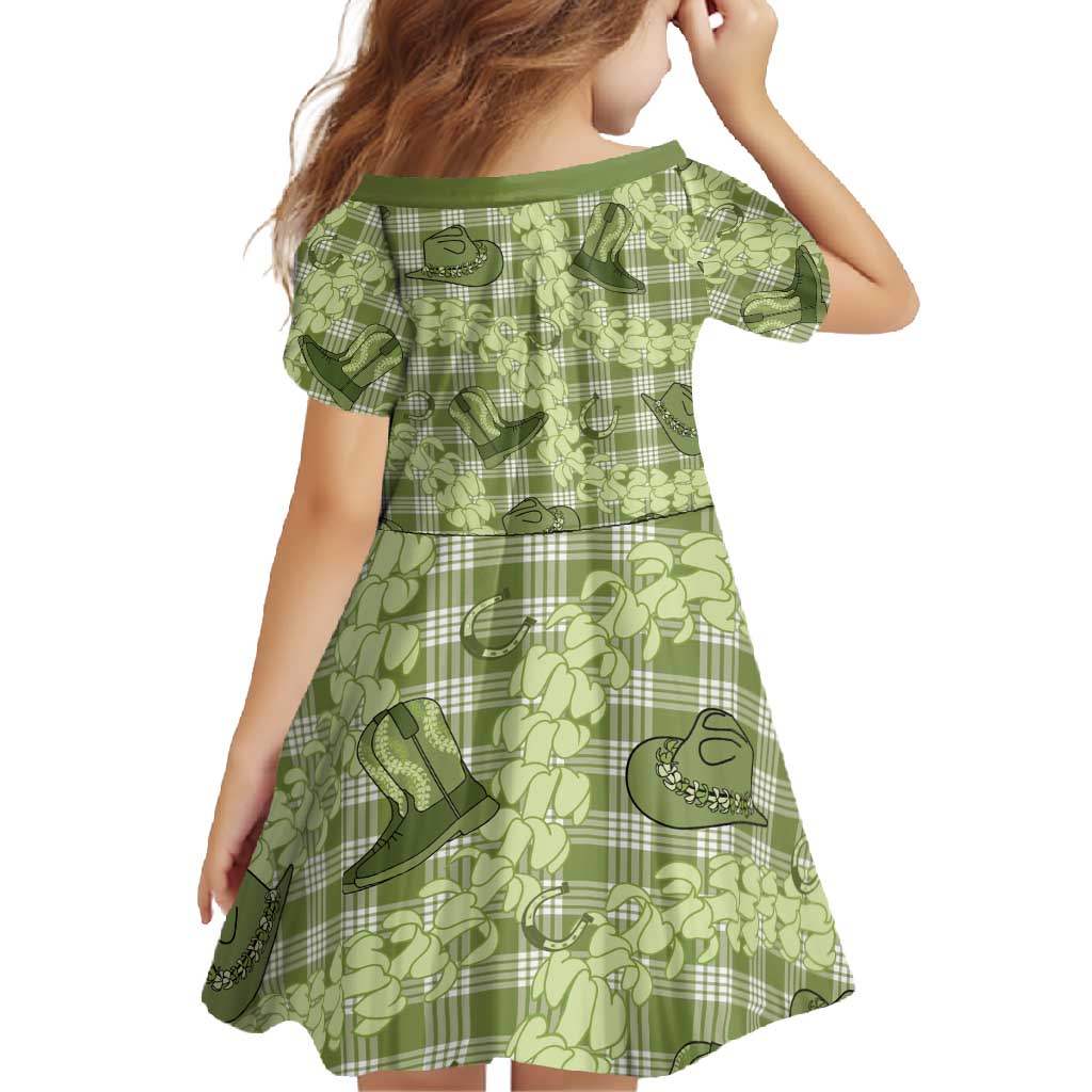 Lime Palaka Hawaii Cowboy Family Matching Off Shoulder Maxi Dress and Hawaiian Shirt Puakenikeni Lei Paniolo Papale Seamless Vibes - Polynesian Pride