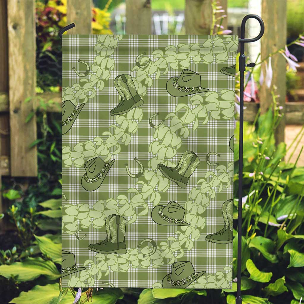 Lime Palaka Hawaii Cowboy Garden Flag Puakenikeni Lei Paniolo Papale Seamless Vibes - Polynesian Pride