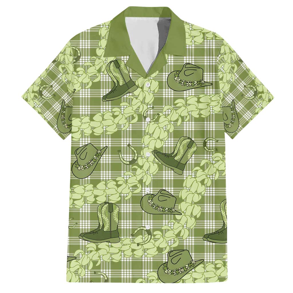 Lime Palaka Hawaii Cowboy Hawaiian Shirt Puakenikeni Lei Paniolo Papale Seamless Vibes - Polynesian Pride