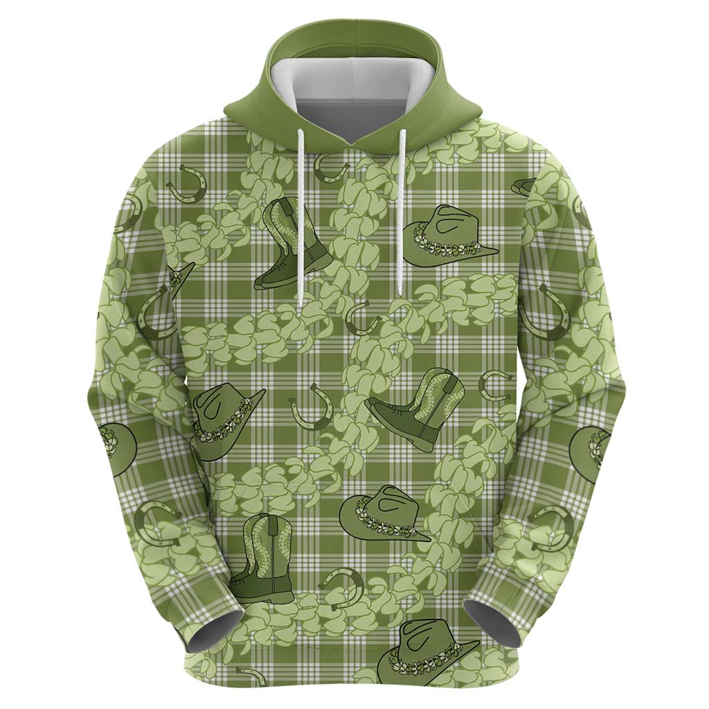 Lime Palaka Hawaii Cowboy Hoodie Puakenikeni Lei Paniolo Papale Seamless Vibes - Polynesian Pride