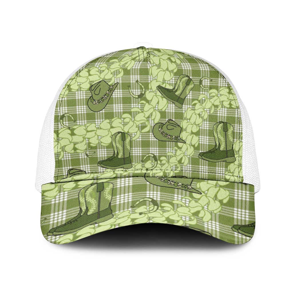 Lime Palaka Hawaii Cowboy Mesh Trucker Cap Puakenikeni Lei Paniolo Papale Seamless Vibes - Polynesian Pride